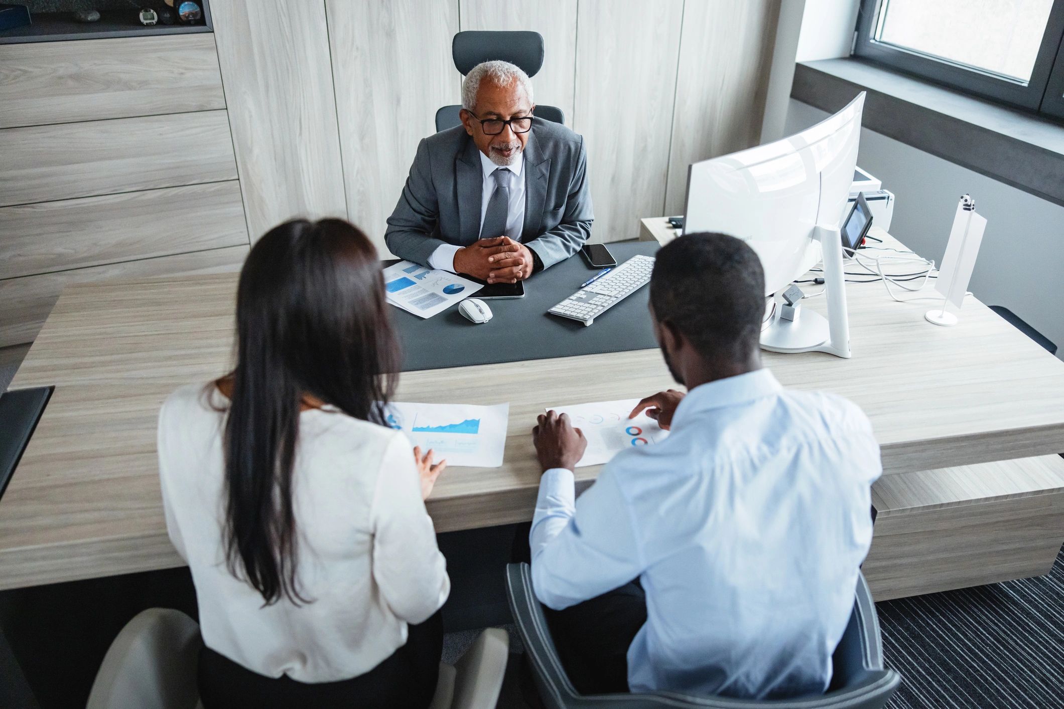 Professional team collaborating in a legal office